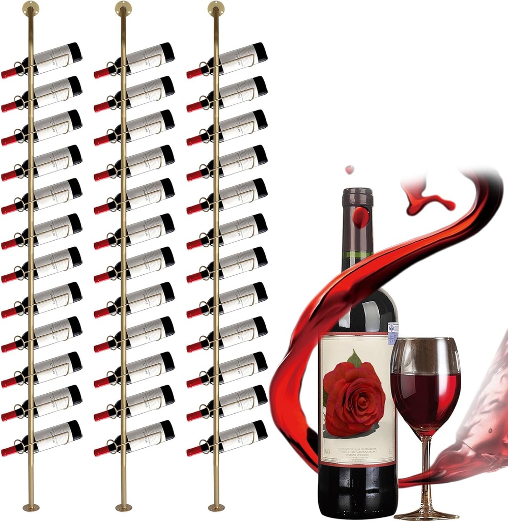 5 Pack Wall Mount Wine Bottle Holder Holds 60 Bottles Wine Storage Organizer Wine Bottle Display Holder for Kitchen Dining Room Bar Wine Cellar