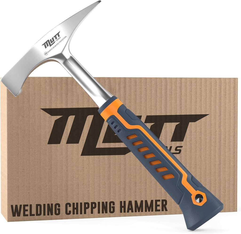 Mutt Tools 14oz Head Weight Welding Chipping Hammer - Professional Slag Hammer for Welders - Forged Steel Impact Tool for Metal Work - Welding Hammer