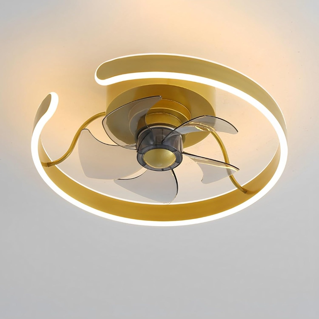 Modern Gold Ceiling Fan with Light 26W LED Dimmable Ceiling Lights Fan Lighting Remote 3 Speeds Timing Ceiling Fan Light Bedroom Kids Room Dining Room Mute Ceiling Fan with Light