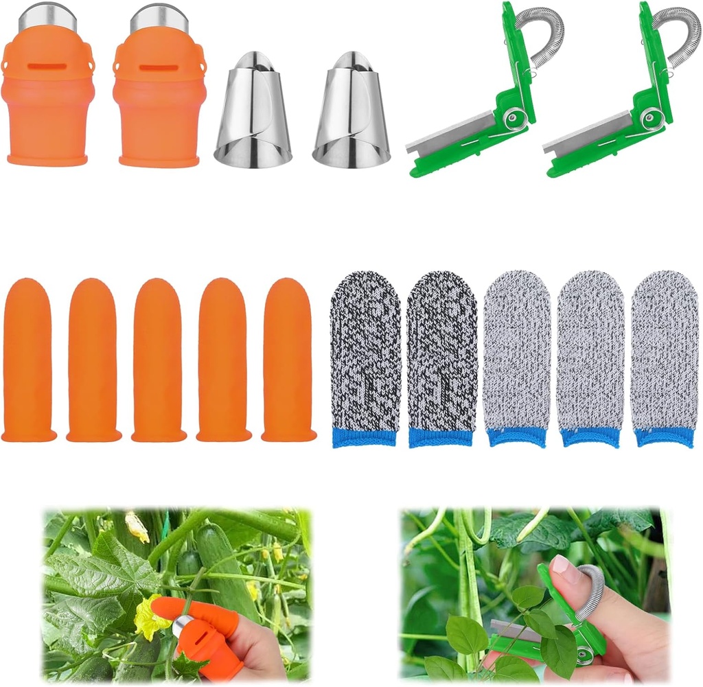 16Pcs Gardening Thumb Knife Set for Gardeners,Multifunctional Gardening Thumb Cutter Knife Tool Set,Garden Knives Finger Cutter for Finger Protection, Picking,Trimming,Harvesting