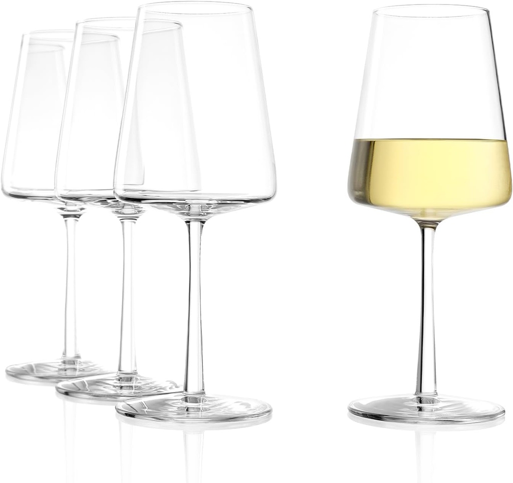 Stölzle Lausitz Power 13.5 Oz White Wine Glass (Set of 4) - Lead-Free Durable Glassware, Dishwasher Safe - Pulled Stem & Radiant Sparkle, Crystal Glassware Set & Bar Glassware Essentials