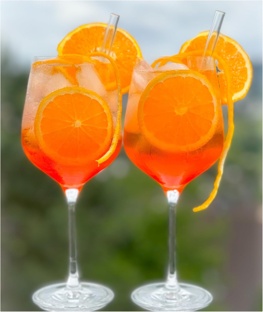 Topkapi Aperol Spritz Glass Set Laura XL 13-Piece Cocktail Glasses - Cocktail Glass, 450 ml, for Aperol Spritz, Lillet, Hugo, Amalfi, Cocktails + Glass Straw Set, for 6 People