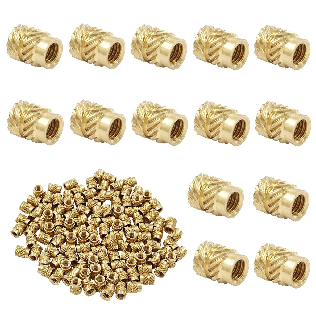 BokWin Brass knurled Inserts Nuts M3x5.7x4.6mm Thread Knurled Heat Embedment Nut M3 Threaded Insert for 3D Printing Parts Loptop Automotive Plastic Shell(120 Pcs)