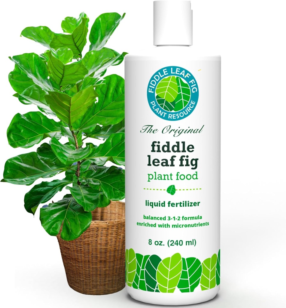 Fiddle Leaf Fig Plant Food – 3‑1‑2 Balanced NPK Liquid Fertilizer for Larger Leaves, Stronger Roots & Steady, Vibrant Growth | Suitable for All Ficus Including Ficus Lyrata | Made in USA | 8 oz