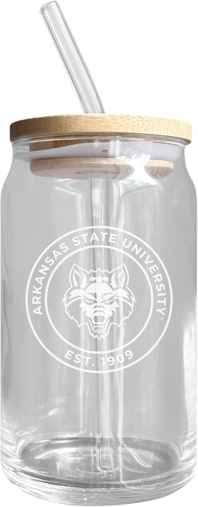 R and R Imports Arkansas State NCAA 12 oz Engraved Can Glass Single