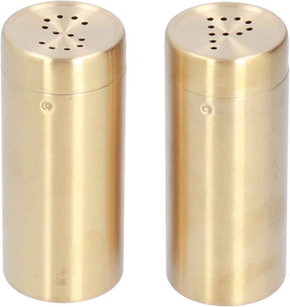 Kitchen Seasoning Jar, Pack of 2 Jar Stainless Steel Seasoning Bottle Salt and Shakers Set Dispenser Cooking Utensil for Kitchen Barbecue (Gold (two SPs))
