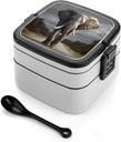 3D Elephant Bento Box Double-Layer Bento Lunch Container with Spoon And Invisible Handle Adult Leak-Proof Lunchbox for Dining Out Work Picnics Travel