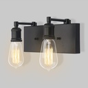 2 Lights Bathroom Vanity Light, Modern Industrial Black Wall Sconce with Adjustable Sockets for Bedroom Living Room Hallway Kitchen