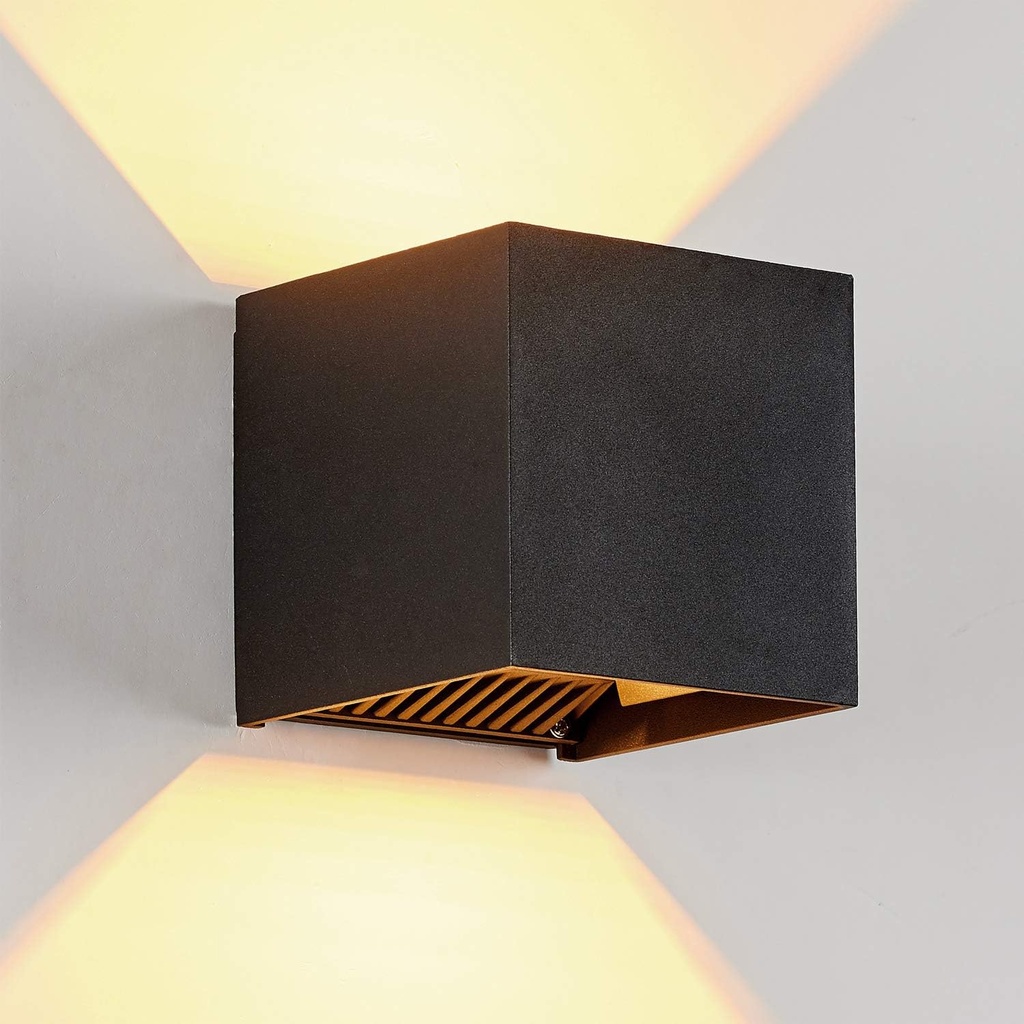 LANFU LED Aluminum Cube Square Wall Sconce Waterproof Outdoor Light Exterior Wall Lights fixtuers 20W 100-277V 2800K-3000K Not dimmable Warm Light 2LEDS Black-20W Outdoor Larger Version