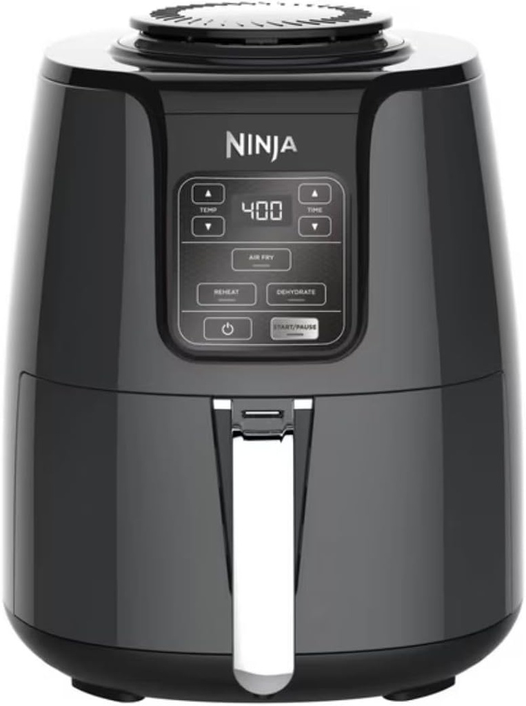 Air Fryer 4-Quart with Crisper Plate, 1550-Watt, 4 Functions & 105–400°F Range, Ceramic-Coated Basket, Dishwasher-Safe