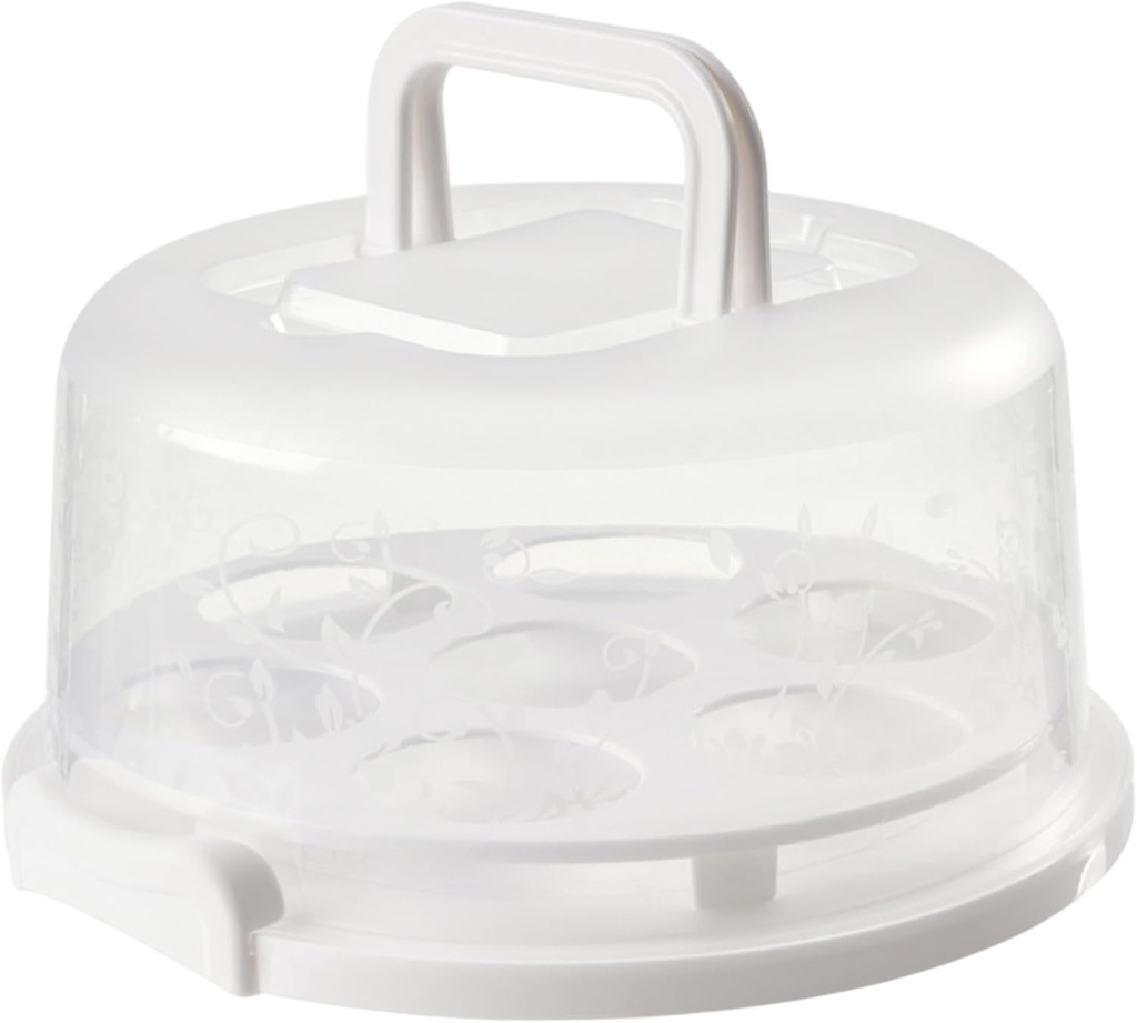 Cake Carrier with Lid and Handle 10" Portable Cake Container with Transparent Lid Washable Reusable Round Carrier for Cupcake, Pie, Dessert