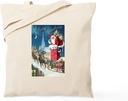 CafePress Vintage Santa Christmas Tote Bag Reusable Natural Beige Canvas Shopping Bag