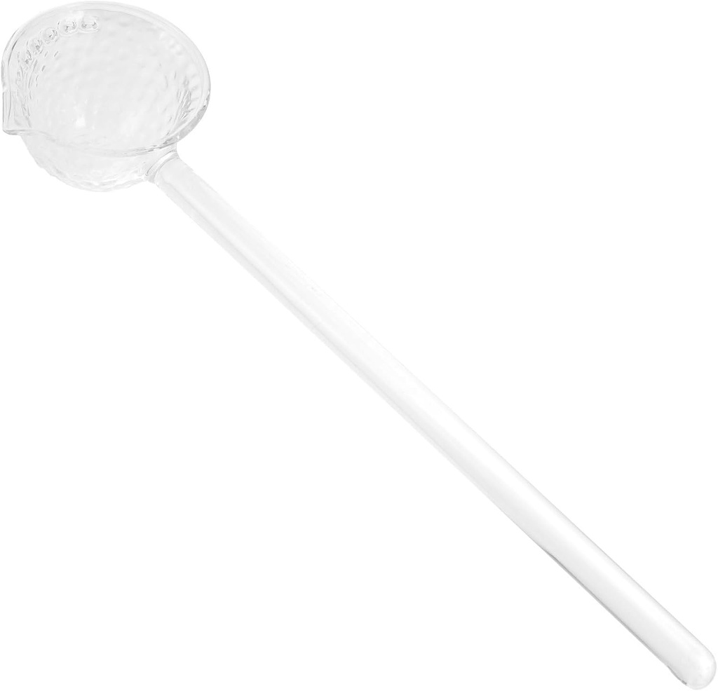 Glass Spoon Punch Ladle with Pour Spout Lab Spatula Scoop Appetizers Scoop Glass Kitchen Ladles Gravy Soup Spoon Water Soup Ladle with Strainer Serving Spoons Frp High Borosilicate
