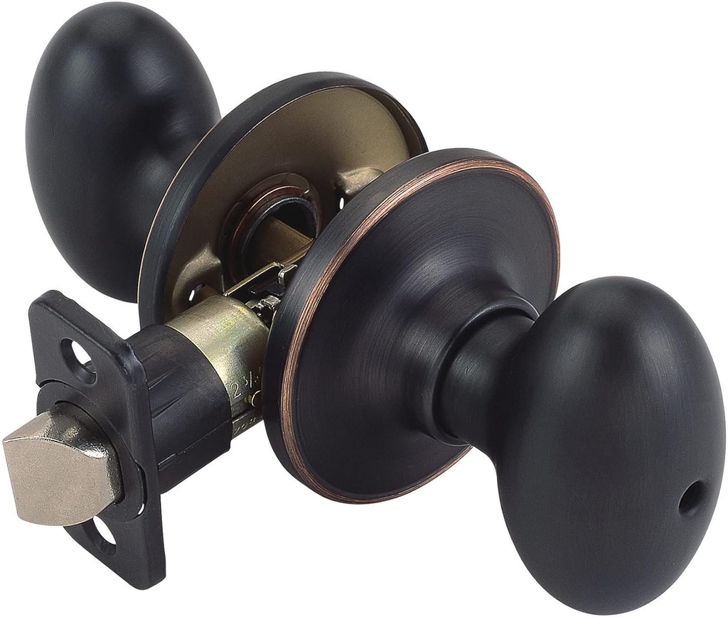 Design House 740498 Egg Privacy Bed and Bath Door Knob with Universal 6-Way Latch Oil Rubbed Bronze