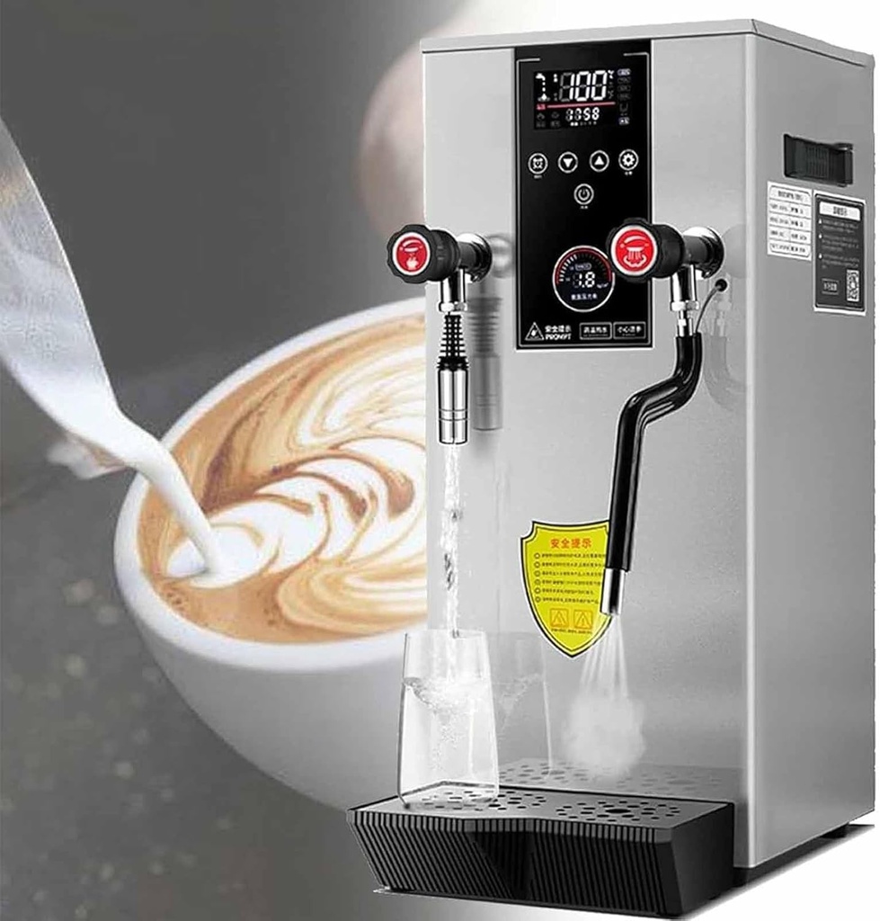 2200w Commercial Milk Frother,12l/ 3.17gal Full-Automatic Steam Boiling Water Frothing Machine with LED Display,Milk Foam Maker,for Espresso Coffee Tea Dessert Shop Hotel,Silver