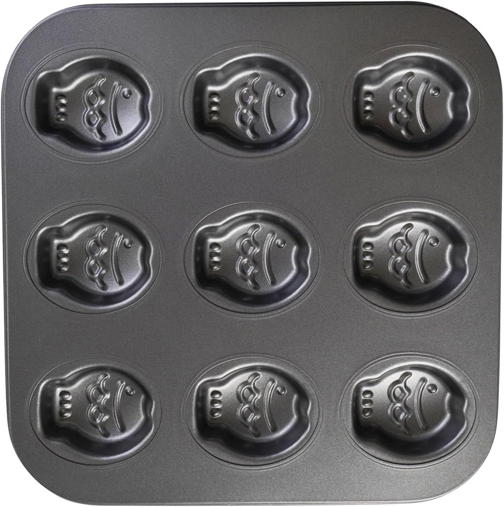 9 Cup Nonstick Fish Shape Muffin Cupcake Pan Mini Taiyaki Cake Fondant Topper Decoration Cornbread Cat Dog Puppy Treat Ice Cube Chocolate Madeleine Cookie Biscuit Baking Tin Tray Mold Maker