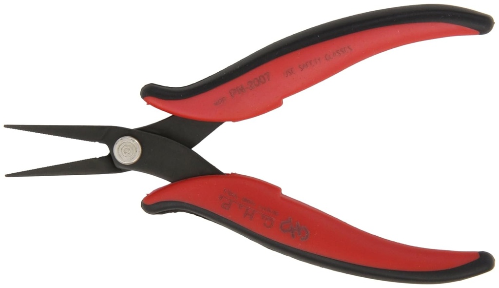 Hakko CHP PN-2007 Long-Nose Pliers, Flat Nose, Flat Outside Edge, Serrated Jaws, 32mm Jaw Length, 3mm Nose Width, 3mm Thick Steel, Original Version