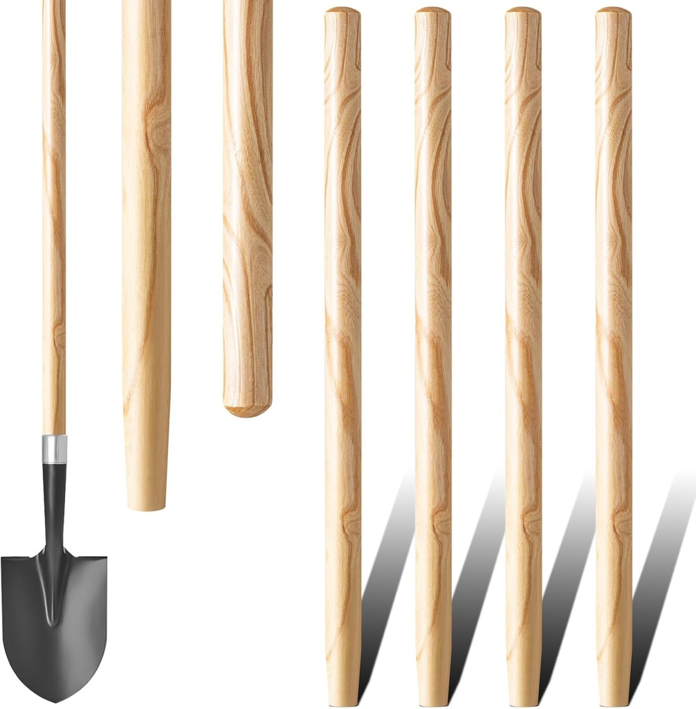 Menkxi 4 Pcs Wooden Shovel Handle Ash Replacement Handle for Long D Handle Shovels Replacement Tool Handle