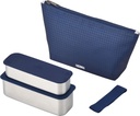 Thermos DSA-604W NC 2-Tier Slim Fresh Lunch Box, 21.8 fl oz (635 ml), Navy Check