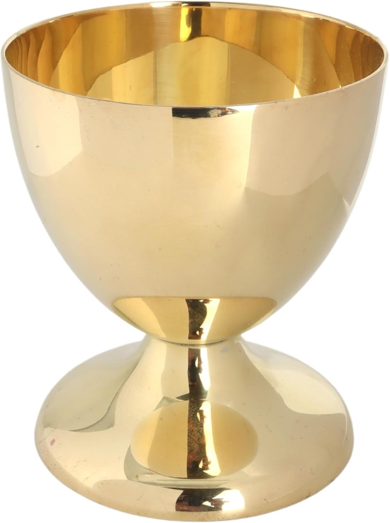 Needzo High Polished Brass Wine Chalice, Catholic Church Communion Supplies, 3.25 Inches
