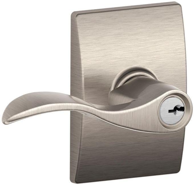 SCHLAGE Accent Lever with Century Trim Keyed Entry Lock in Satin Nickel - F51A ACC 619 CEN