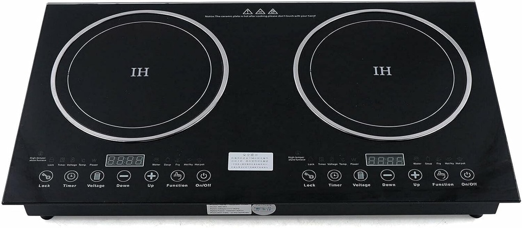 Electric Double Induction Cooktop,2 Burner Portable Countertop Cooker,Ceramic Cooker Cooktop Burner,2600W Temperature Control