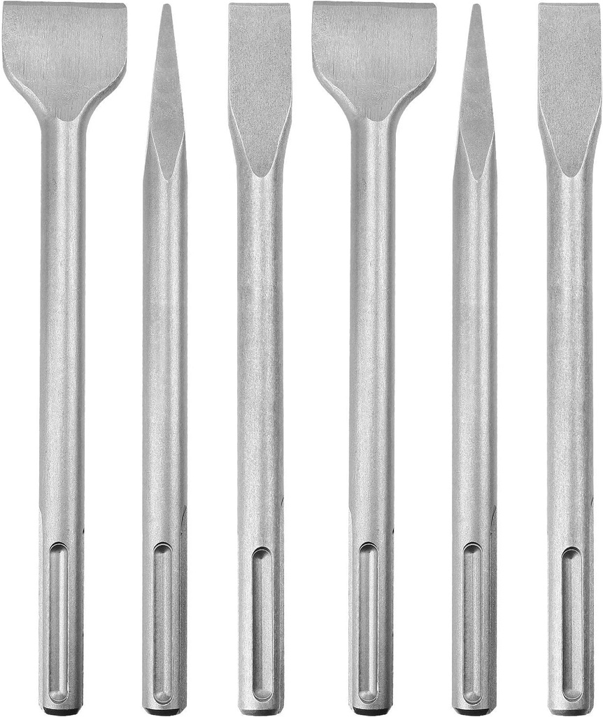 CertBuy 6-Piece SDS Max Concrete Drill Bit Set - Rotary Hammer Bits Including Point, Flat and Scaling Chisels