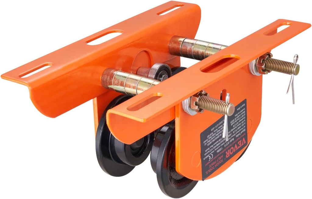 VEVOR Electric Hoist Manual Trolley, 1100 lbs/0.5 Ton Capacity for PA200 PA250 PA300 PA400 PA500, Push Beam Trolley with Dual Wheels, 2.36"-4.72" Adjustable Flange Width for Straight Curved I Beam