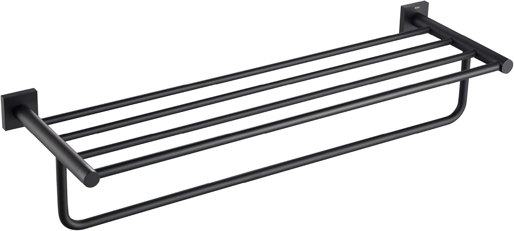 KRAUS Ventus Bathroom Shelf with Towel Bar, Matte Black Finish, KEA-17742MB