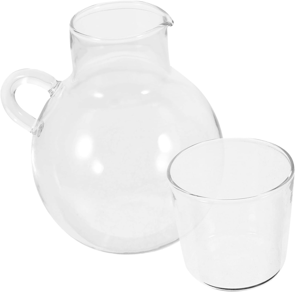 PRETYZOOM 1set Glass Bedside Water Carafe and Cup Pitcher for Home Use for Juices and Iced Tea for