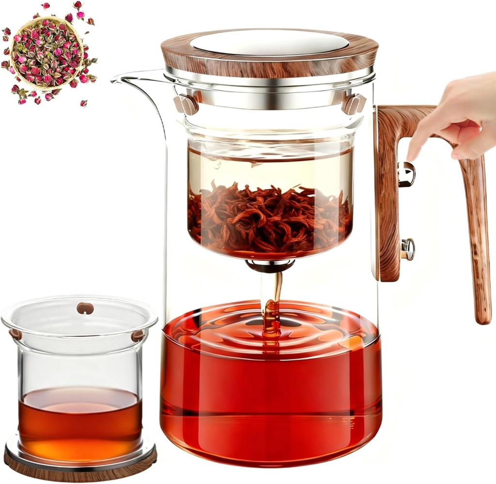 Tea Pot, Magic Witchcraft Enchanted Glass Teapot with Infuser, Tea Pot with Heat-Resistant Handle, Detachable Loose Tea Glass Tea Infuser Elegant Gift Box - 20.29OZ