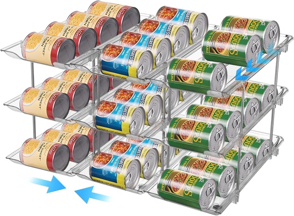 Clear Modular Can Organizer, Stackable 3-Tier Rack for Beverages, Easy Install, Flexible Setup