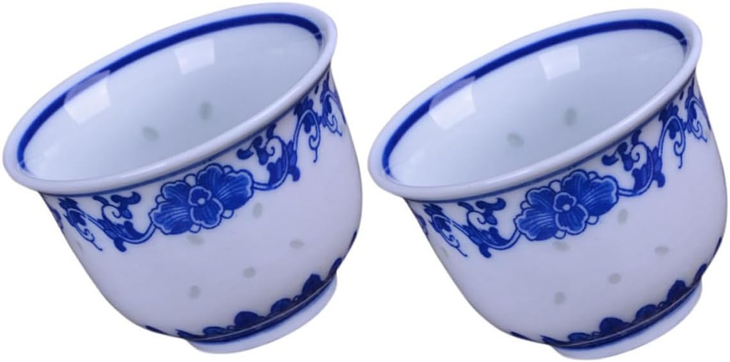 Veemoon Set of 2 Retro Porcelain Tea Cups - 80ml Mini Ceramic Mugs for Loose Leaf Tea - Ideal for Home &