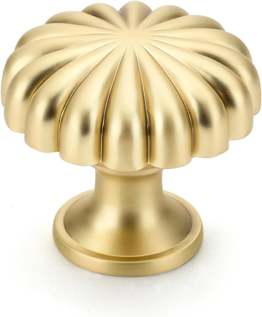 10 Pack Gold Cabinet Knobs, Zinc Alloy Brushed Gold Drawer Knobs Hardware for Kitchen Cabinets, Dresser and Wardrobe Doors Vintage Dresser Drawer Pulls