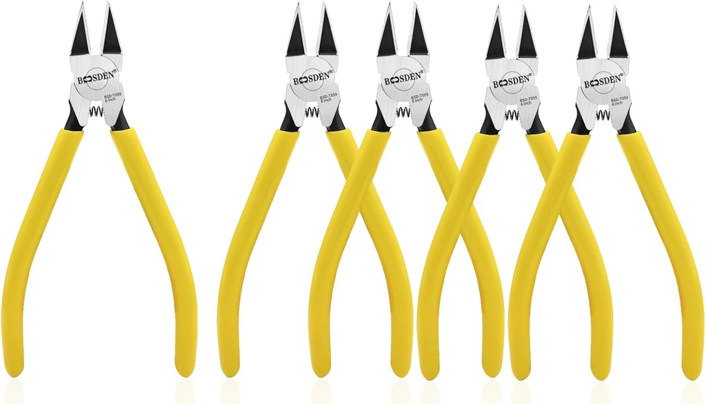 BOOSDEN 6'' Wire Cutters 5 PACK, Diagonal Cutting Pliers, Dikes Side Cutters, Barbed Wire Snips, Precision Spring Loaded Wire Cutters, Wire Clipper for Crafting, Floral, Electrical, DIY
