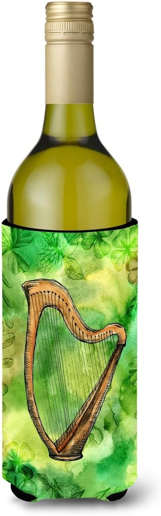 Caroline's Treasures BB5763LITERK Irish Harp Wine Bottle Hugger Bottle Cooler Sleeve Hugger Machine Washable Collapsible Insulator Beverage Insulated Holder