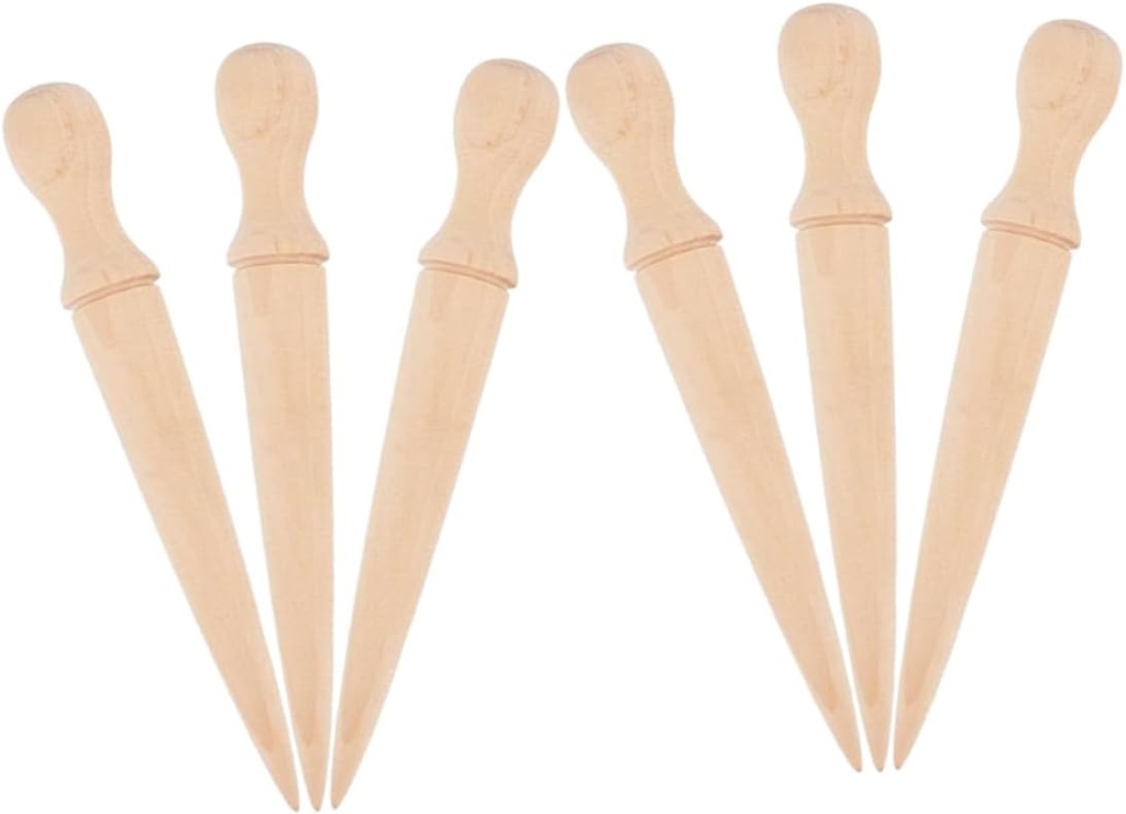 Kisangel 6pcs Garden Planting Hole Digger Wooden Handle Hand Tool for Efficient Sowing and Digging Your Garden