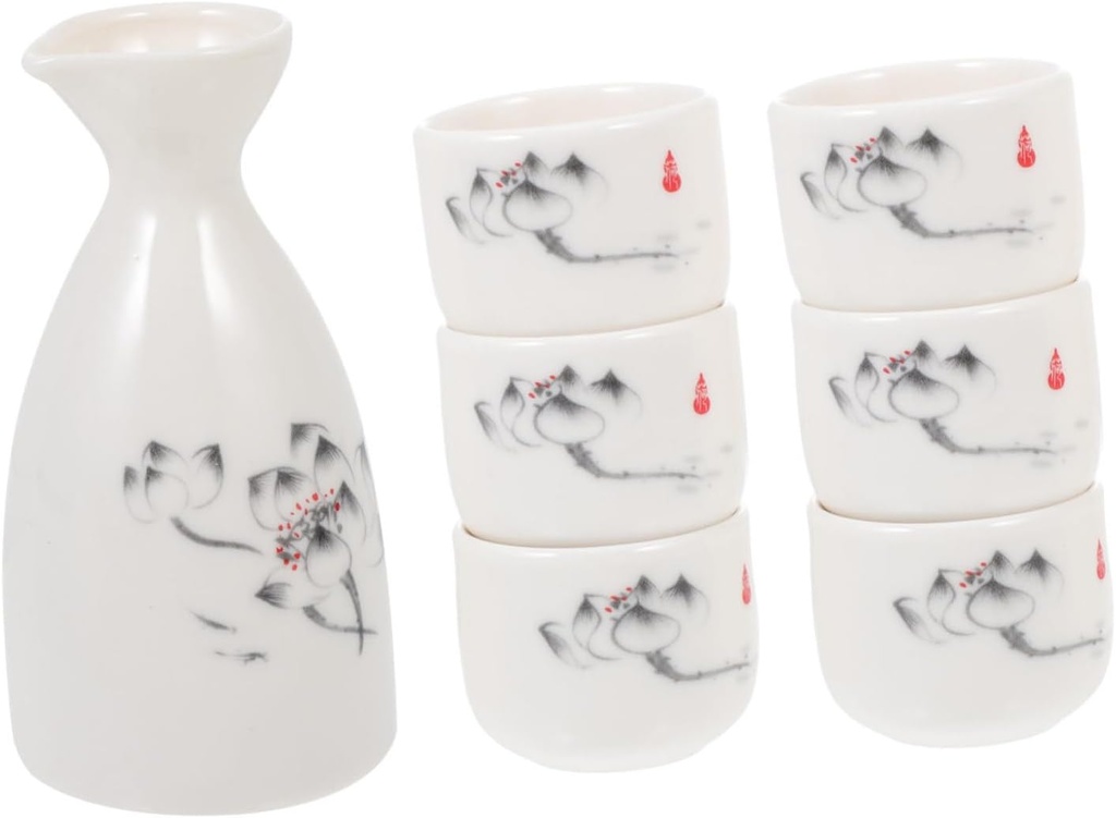 Japanese Sake Pot Ceramic Set Sake Cups Mugs Holder White Wine Serving Holder Exquisite Tea Party Collection