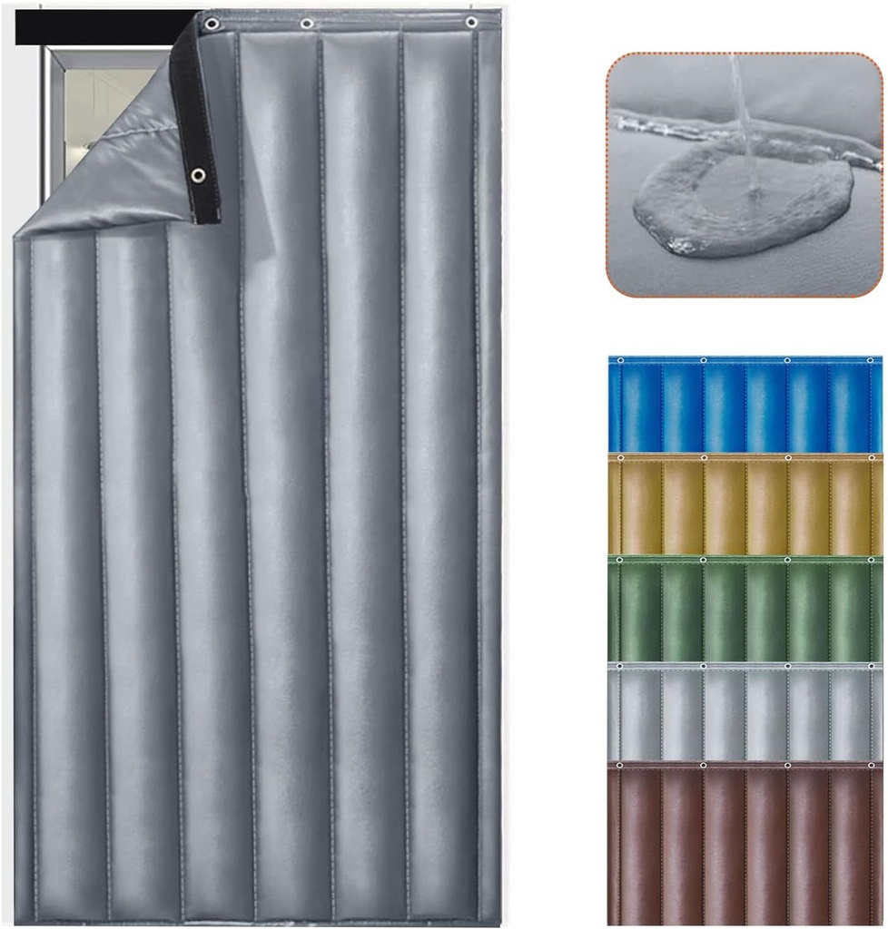 Soundproof Blanket for Doorway, Thick Thermal Fabric Door Cover, Winter Doorway Cover Screen Door Curtain for Air Conditioner Room Heater Room Living Room Back Doors(Grey W52*H91in)