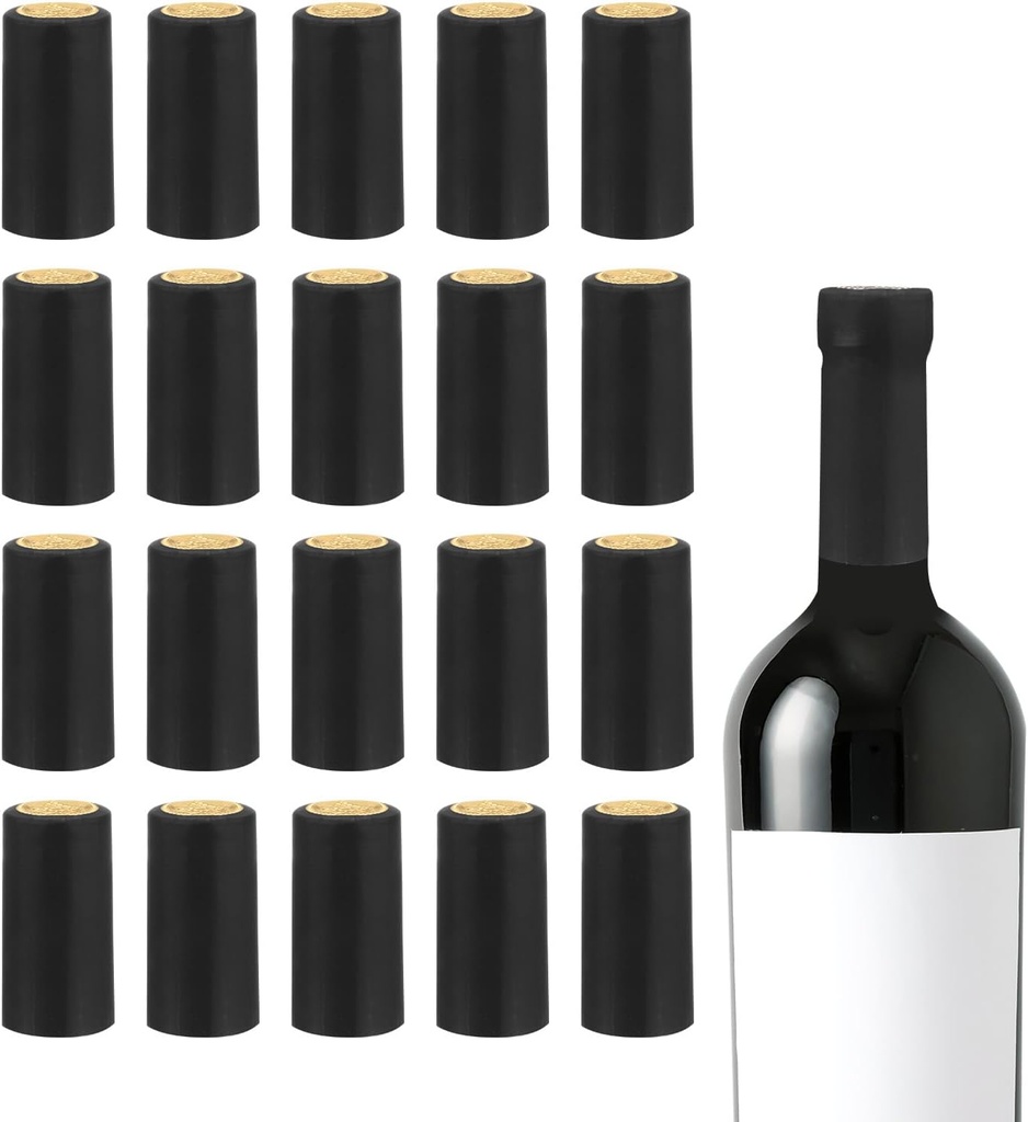 uxcell 150Pcs PVC Heat Shrink Capsules Wine Bottle Sealer Wine Shrink Wrap Caps for Wine Glass Bottles, Wine Cellars, Home, 30x60mm, Black