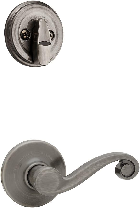 Kwikset 966LLLH-15A Left Hand Lido Interior Single Cylinder Handleset Trim Antique Nickel Finish
