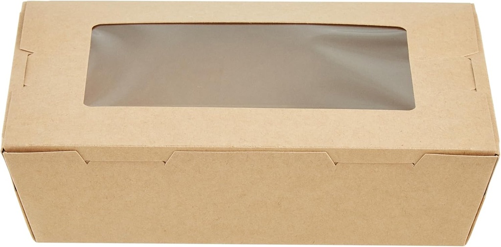Restaurantware-Cafe Vision 42 Ounce To Go Boxes, 200 Take Out Food Containers With Window - Hinge Lock, No Grease, Kraft Paper Lunch Boxes, Disposable, For Lunch Or Desserts