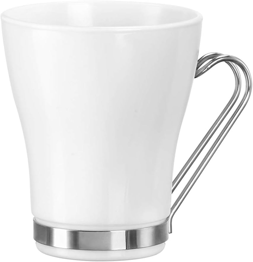 Bormioli Rocco 400892GRS021990 Cappuccino Opal with Stainless Steel Handle, 7.5 oz, White