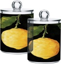 Acrylic Plastic Clear Jar with Lid, Lemon Green Leaf Airtight Storage Jar 2 Pack Kitchen Storage Containers for Cookie Snack Candy
