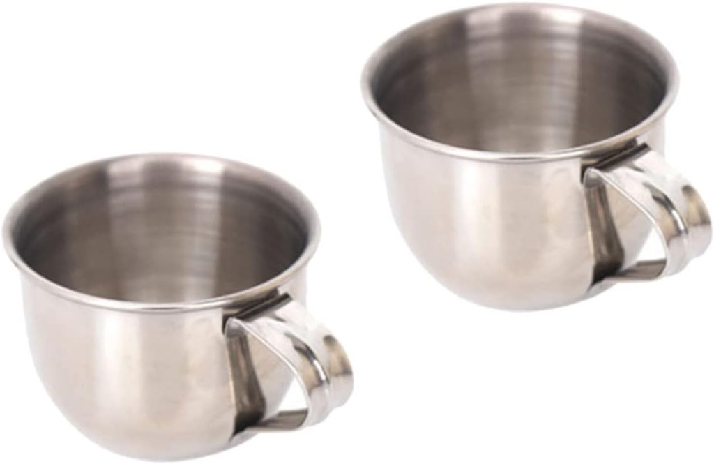 2pcs Stainless Steel Wine Cups Mini Drinking Mugs for Tea Water and Sake Ergonomic Handle Design for Home and Parties