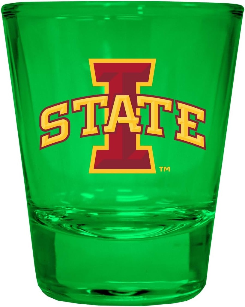 R and R Imports Iowa State Cyclones Full Color 2 oz Shot Glass Green Officially Licensed Collegiate Product 2-Pack