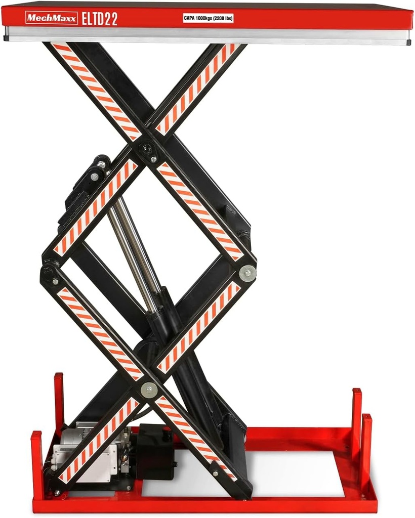2200 lbs Capacity Stationary Electric Hydraulic Double Scissor Lift Table – 63" x 39.4" Platform, 70.1" Lift Height, UL Certified Motor, UL Certified Motor,Model ELTD22