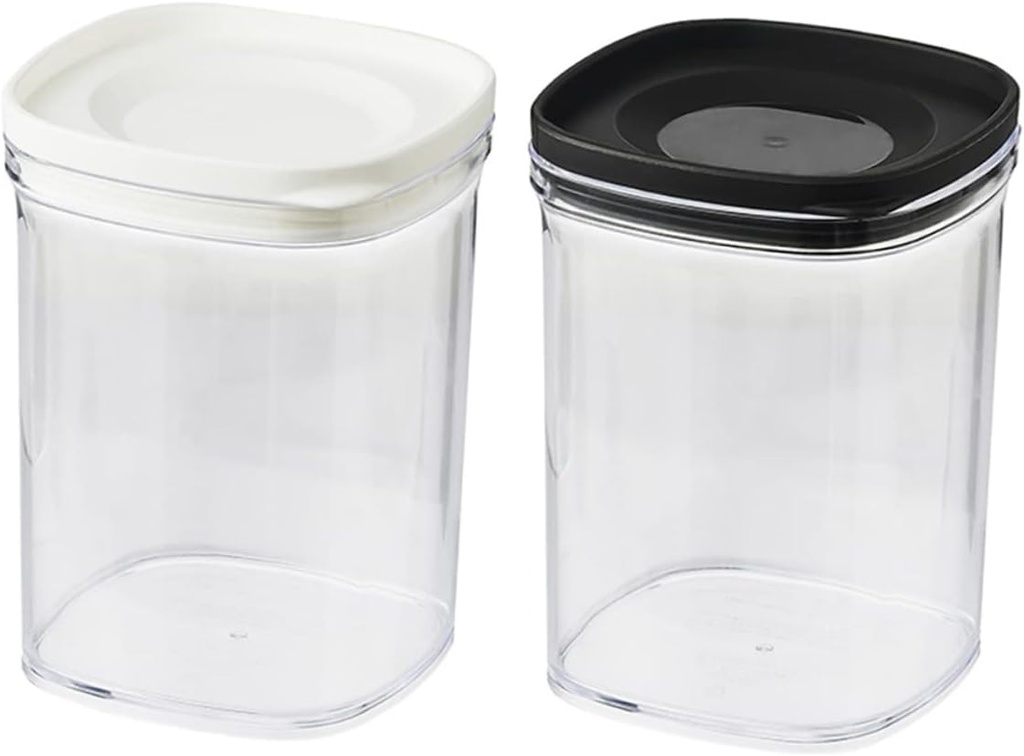 2Pcs Food Storage Jars Airtight Plastic Container with Lids for Dry Foods for Sugar Tea Cookies Cereals Spices Space Saving Kitchen Organization