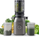 Juicer Machines, Cold Press Juicer with 4.3" Large Feed Chute Fit Whole Fruit and Vegetable, Masticating Machine with Juice Recipe, Self Feeding Effortless for Batch Juicing,Easy to Clean,Grey