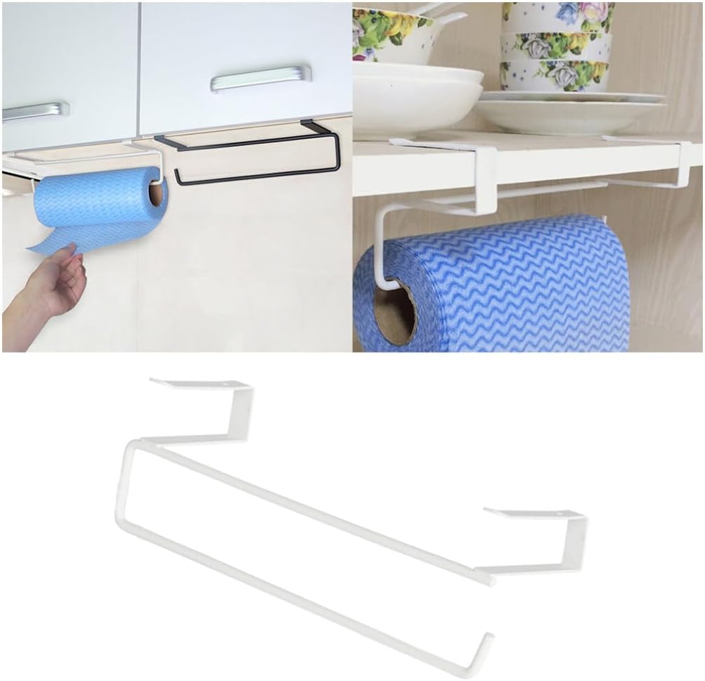 STOBAZA White Hanging Shelves Toilet Towel Holder Under Shelf Rack Under Cabinet Shelf Paper Towel Rack Under Shelves Riser U-Shaped Under Cabinet Kitchen Organizer Wardrobe Storage